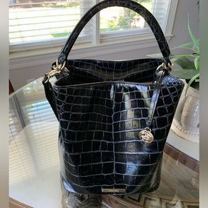 🖤🖤BRAHMIN AMELIA BLACK VEIL LEATHER BUCKET BAG!🖤🖤
